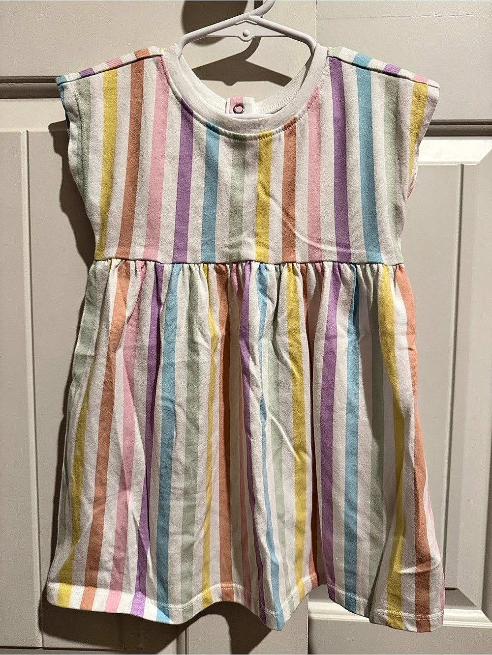 Garanimals Toddler Girls Pastel Rainbow Stripe Dress – Soft Cotton